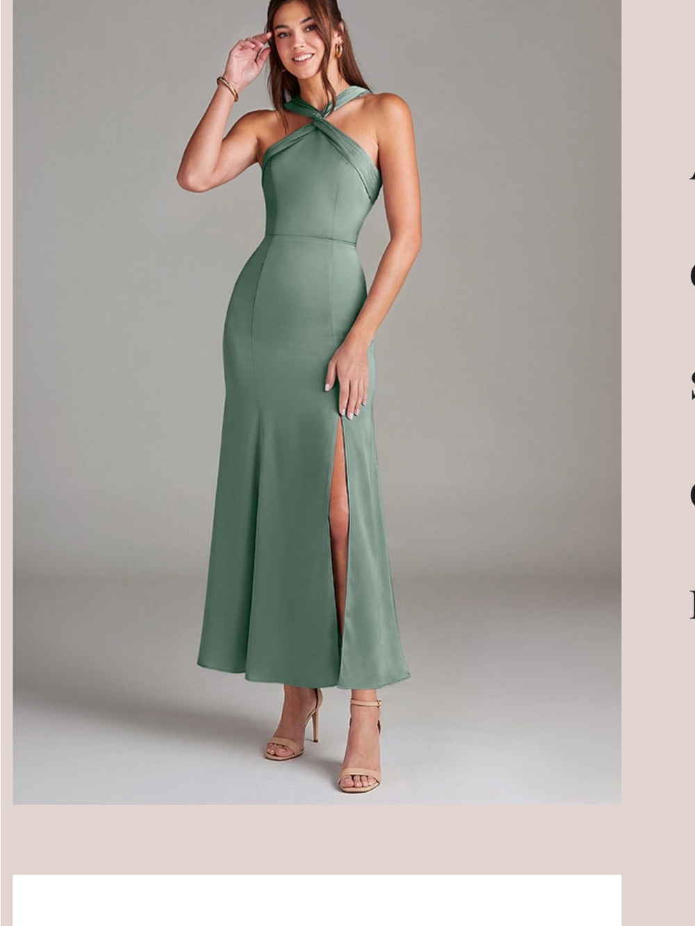 Azazie Sage Green Cross-Neck Midi Dress